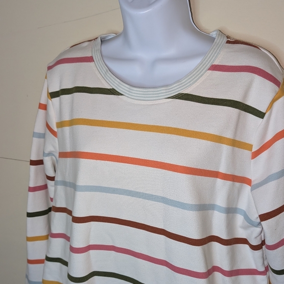 Lands' End Serious Sweats Tunic Style Sweatshirt Multi Color Stripes - Picture 2 of 8